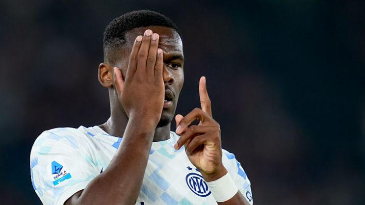 Ange-Yoan Bonny celebrates by covering his eye