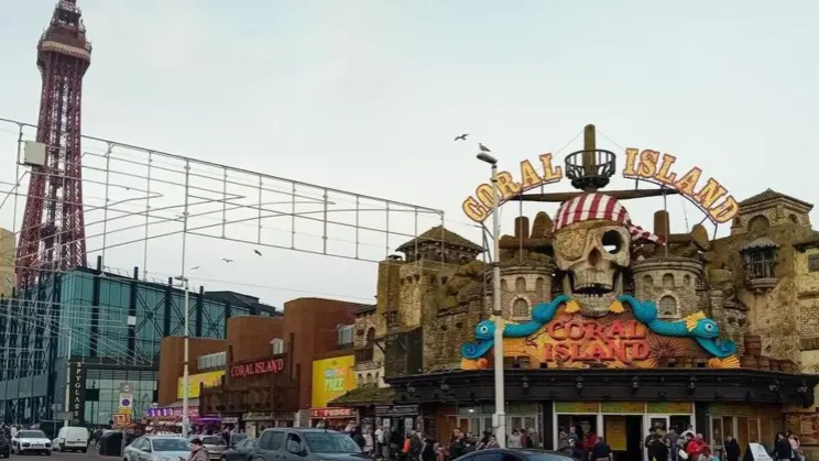 A general view of Blackpool tower and Coral Island amusement arcade