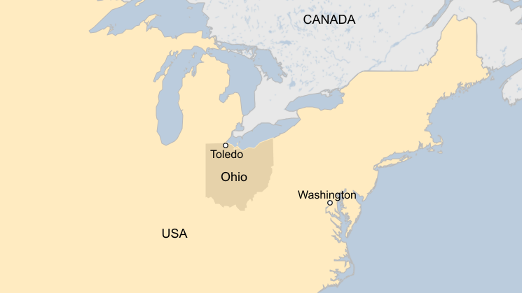 A map showing Toledo, Ohio. 