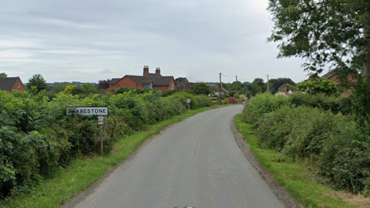 Street view of the Leicestershire village of Snarestone.