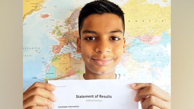 Kautilya with his A-level pass notification