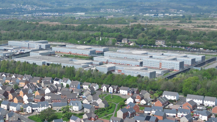 A drone image of a prison (Parc Prison)