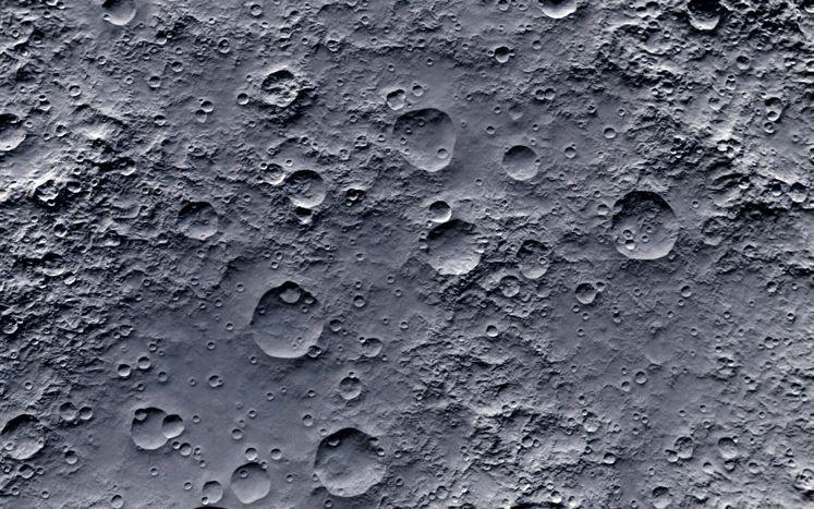 Close-up of craters on the moon