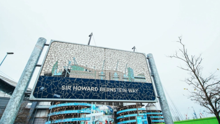 Sir Howard Bernstein Way by Man City's stadium