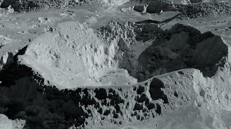 Close-up of the surface of the moon.