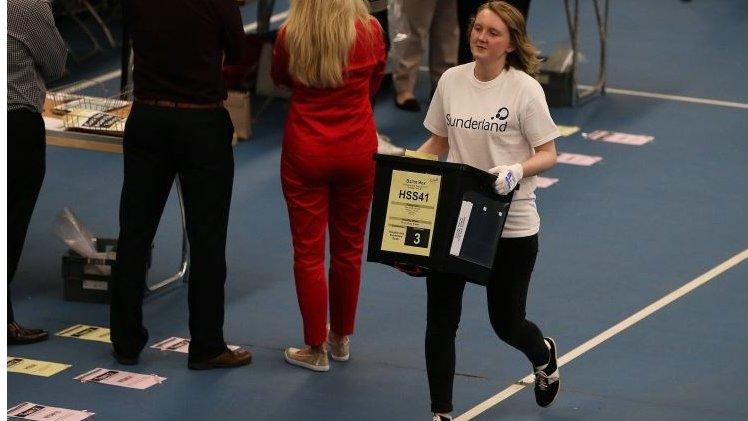 Ballot box arriving in Sunderland