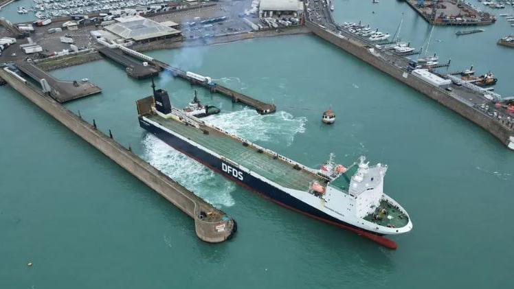 A DFDS boat in Jersey