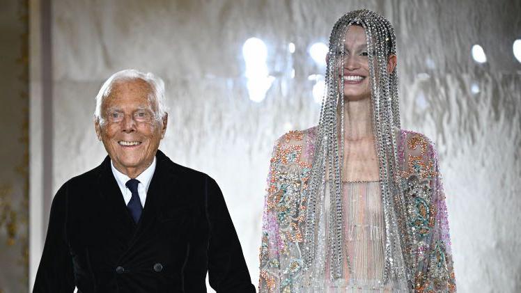 Giorgio Armani and Latvian model Agnes Zogla