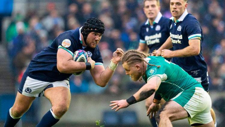 Scotland's Zander Fagerson in action against Ireland