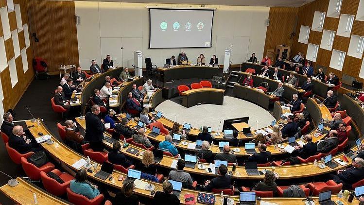 A Cornwall Council meeting at County Hall in Truro