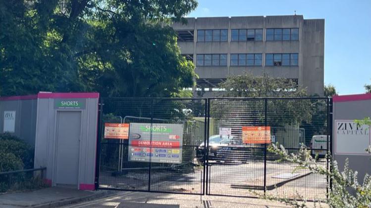 Demolition of the former Marsh office building in Norwich