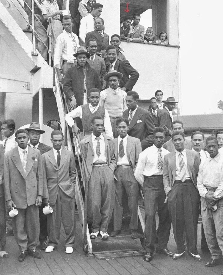 Harold Sinson on board the Empire Windrush