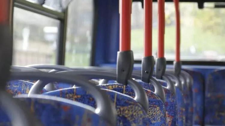 The interior of an empty bus