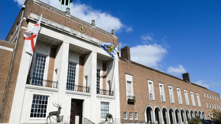 A picture of the Hertfordshire County Council headquarters in Hertford.