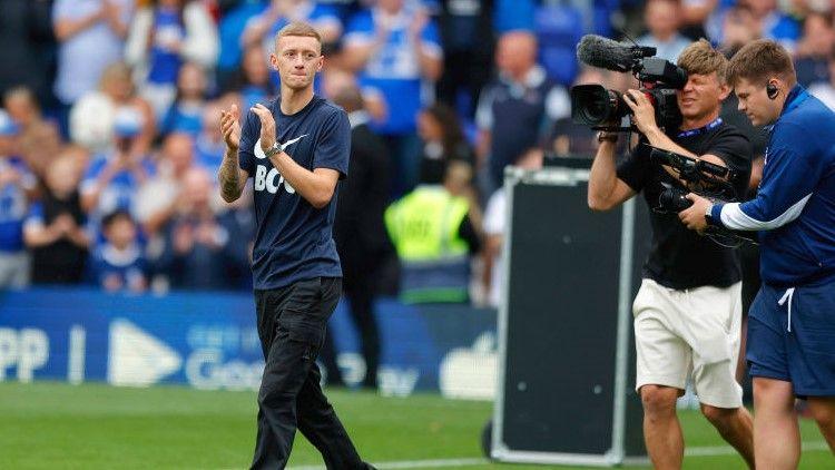 Birmingham striker Jay Stansfield is introduced to fans after completing a permanent move from Fulham for a League One record fee in excess of £10m last month