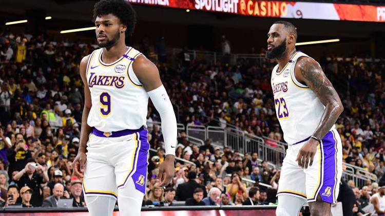 LeBron James and Bronny James make NBA father and son history with Los Angeles Lakers BBC Sport