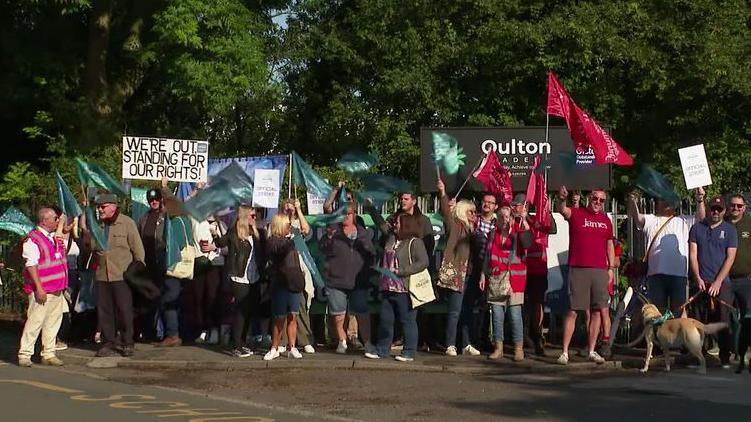 The picket line outside Oulton Academy