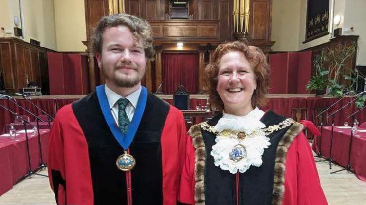 Deputy mayor Hamish Mills and mayor Abi Mills at Lancaster Town Hall