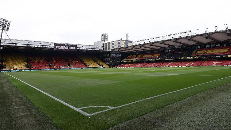 Vicarage Road at pitch level