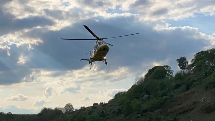 Air ambulance in the Peak District