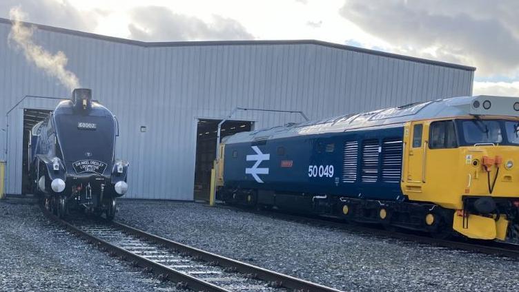 The LNER Class A4 Sir Nigel Gresley and a Class 50 049