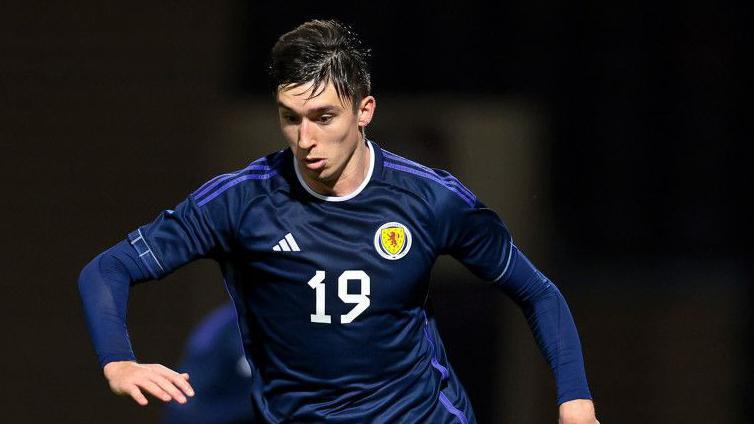 Kieron Bowie in action for the Scotland U21 team