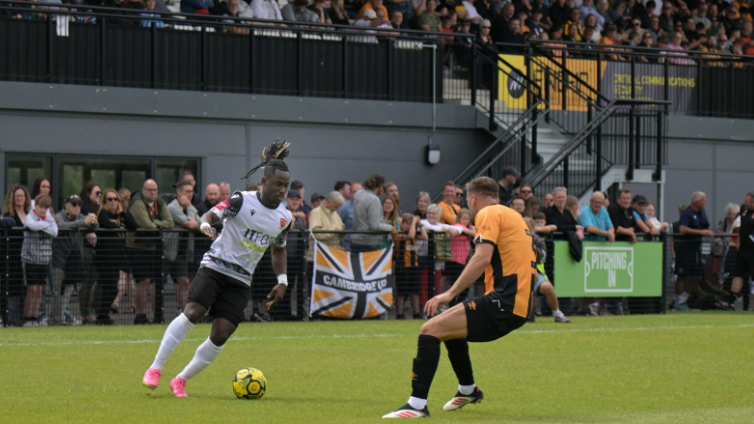 Action from a pre-season friendly between Cambridge City and Cambridge United in July 2025