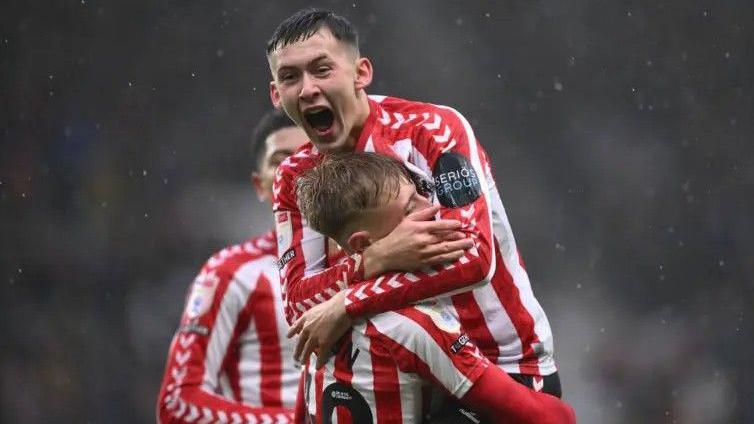 Sunderland teenager Tommy Watson celebrates his first goal for the club against Stoke City