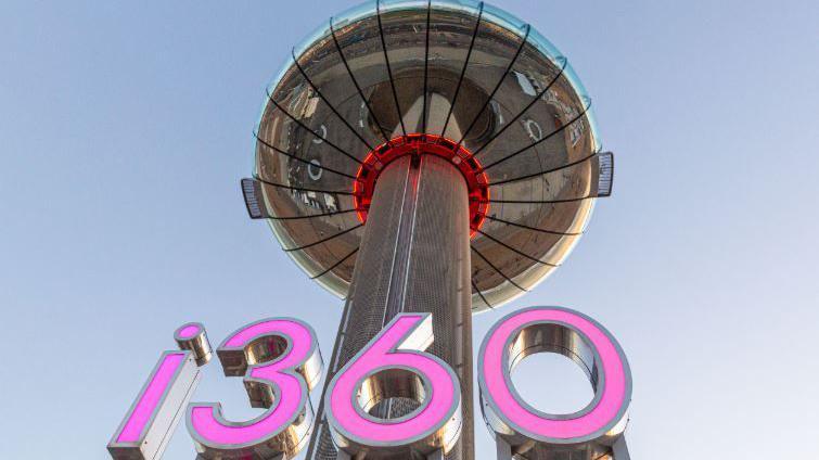 An arty shot taken from underneath the Brighton i360 tower 