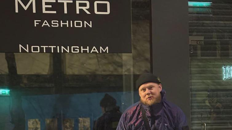 Liam Stanhope stood outside the Metro Nottingham shop