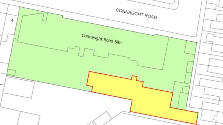 A line drawn plan of the Connaught Road site that will be purchased by the charity