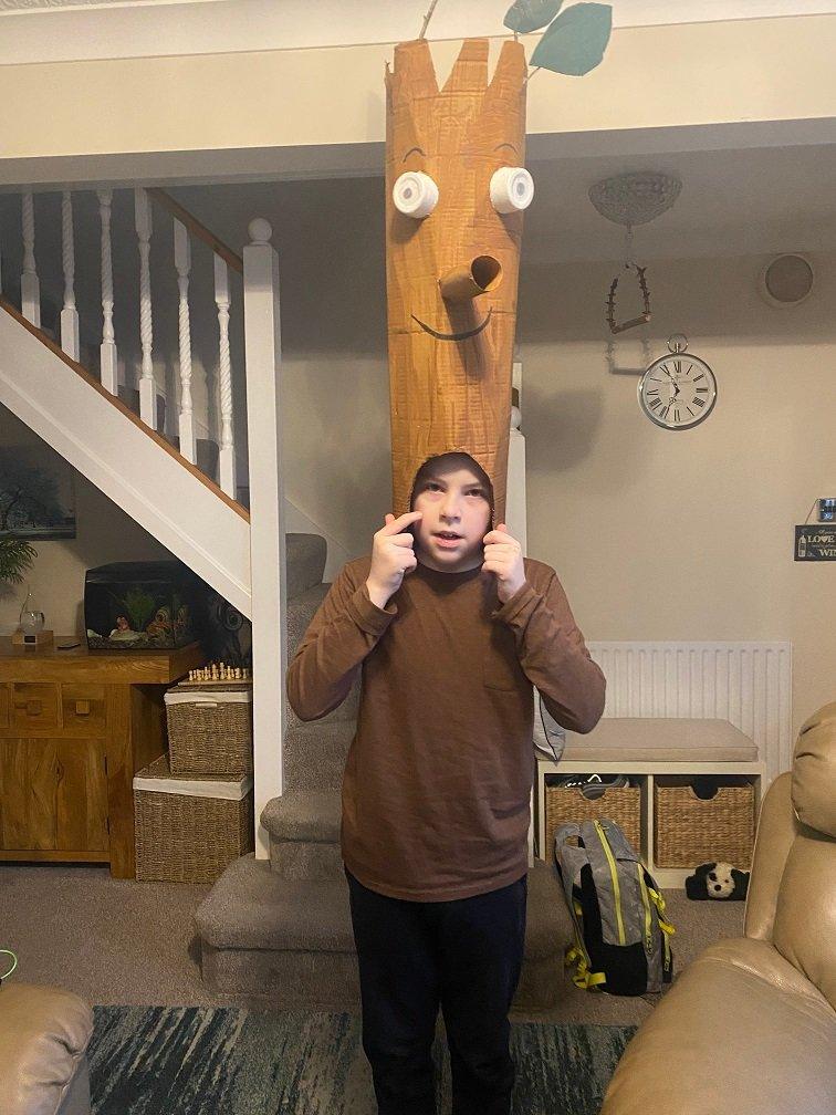 boy dressed as stick man