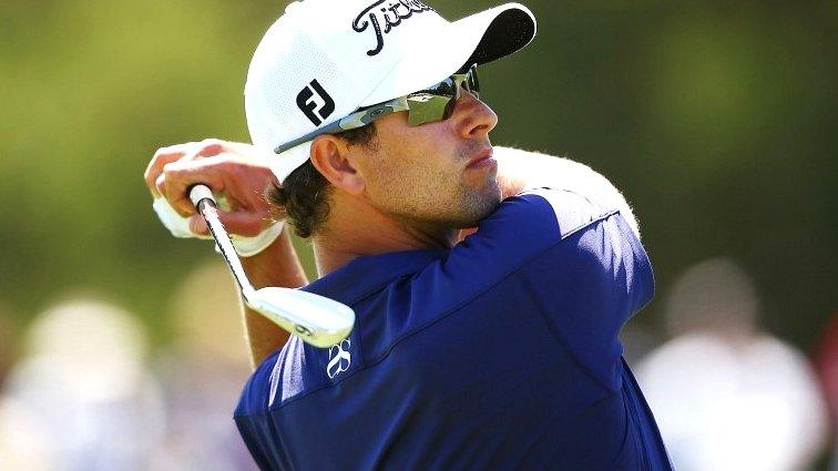 Adam Scott in first-round action at the Australian Open