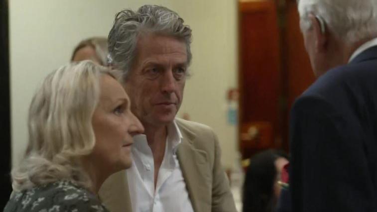 Hugh Grant with Tricia Bernal at the Protection Against Stalking charity conference in September 2025. 