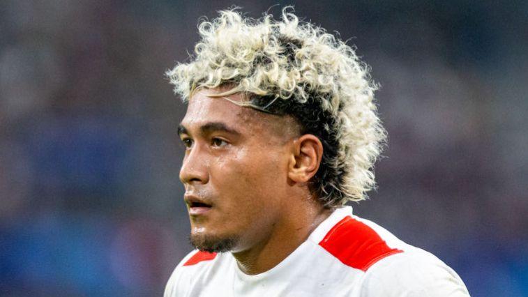 Fine Inisi of Tonga in action for Tonga against South Africa in 2023
