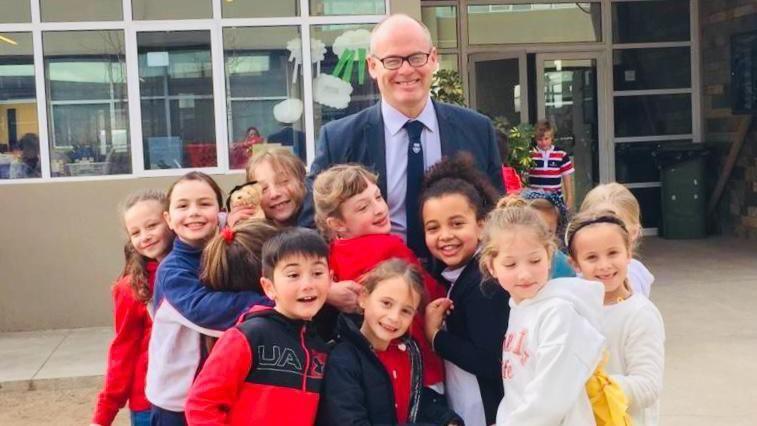 Edward Jones and pupils in Chile