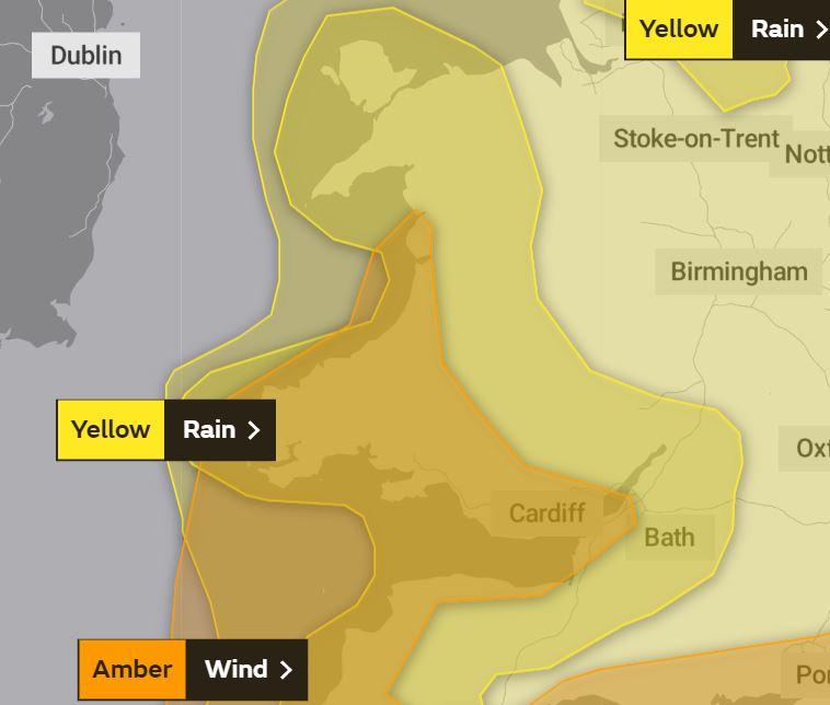 yellow and amber weather warnings