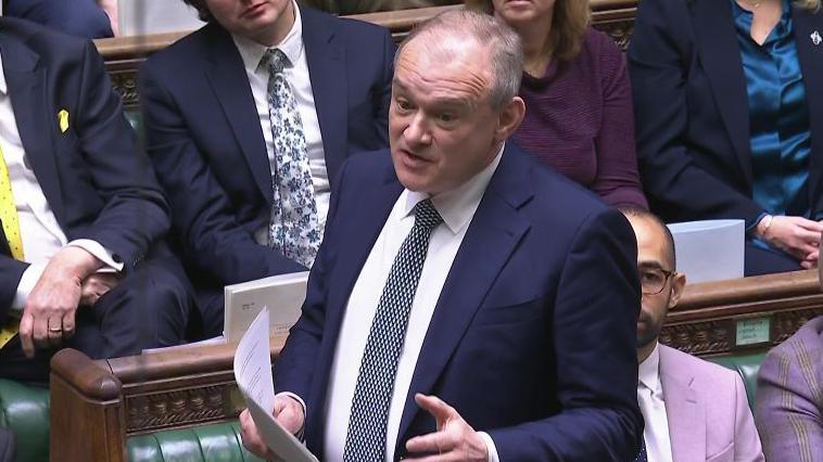 Sir Ed Davey speaking during Prime Minister's Questions in the House of Commons