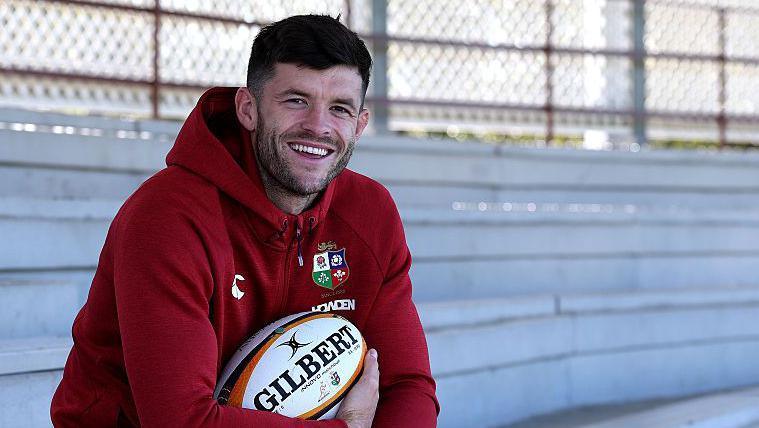 Blair Kinghorn poses in his Lions kit