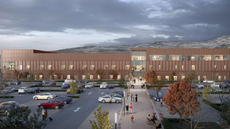 Ìomhaigh neach-ealain air coltas ospadal ùr a' Ghearastain nuair a bhios e deiseil