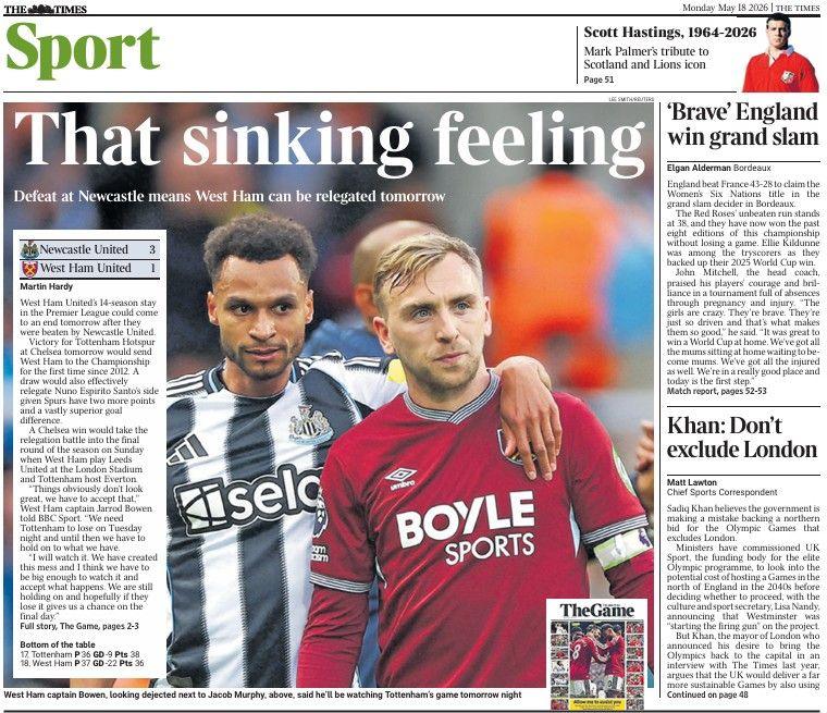 The Times back page