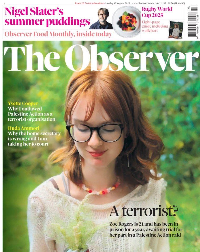 The headline on the front page of the Observer reads: "A terrorist?"