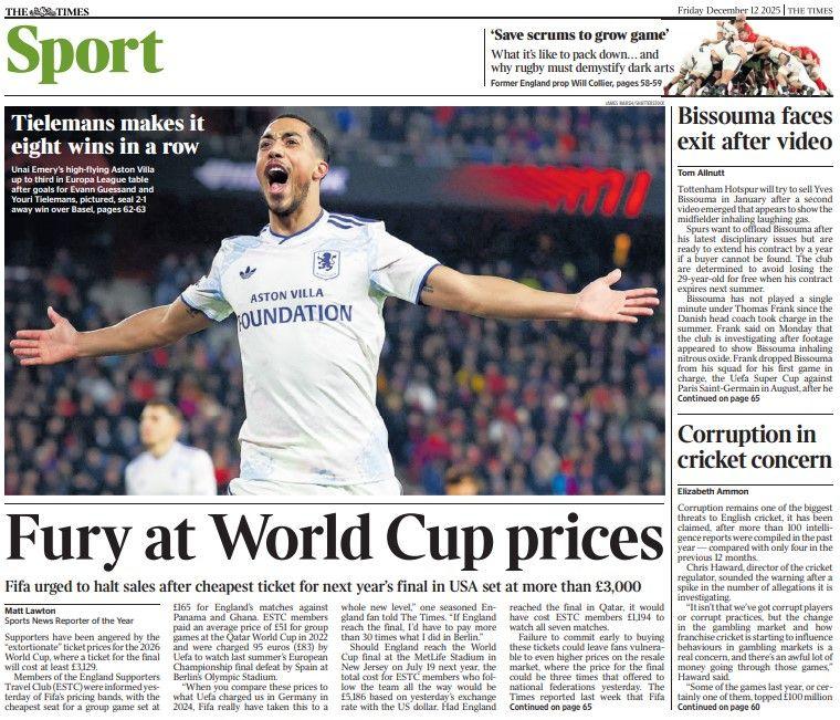 The Times back page