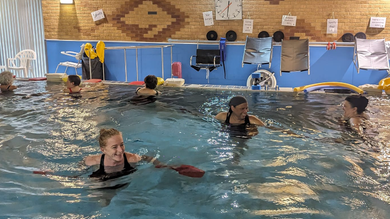 A group of women in a swimming pool