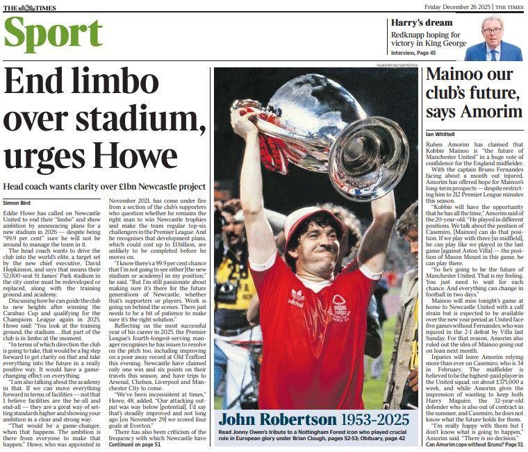 The back page of The Times