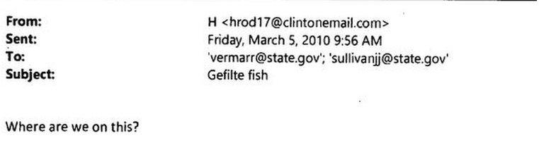 Email asking about Gefilte fish