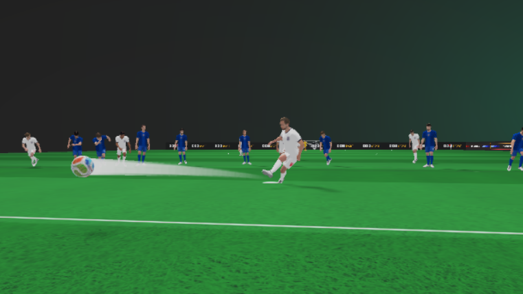 BBC Sport 3D Experience showing the viewpoint of Croatia goalkeeper Dominik Livakovic as Harry Kane scores a penalty for England