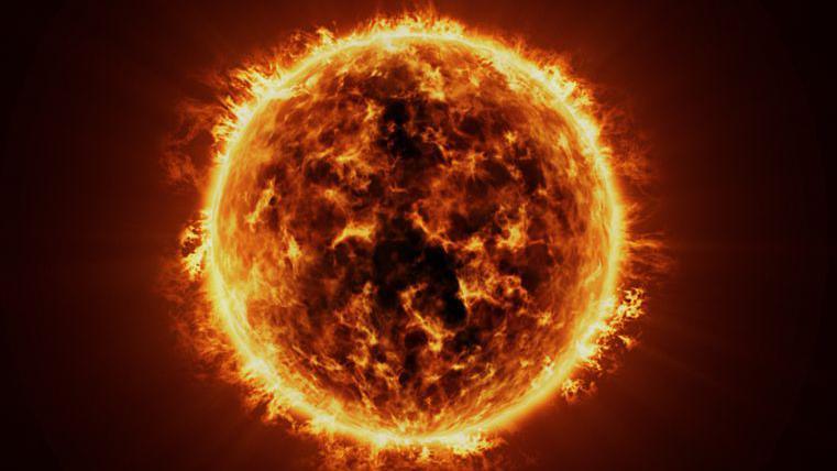 A photo of a fiery looking Sun.