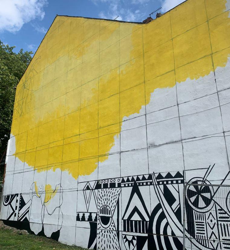 Mural being created