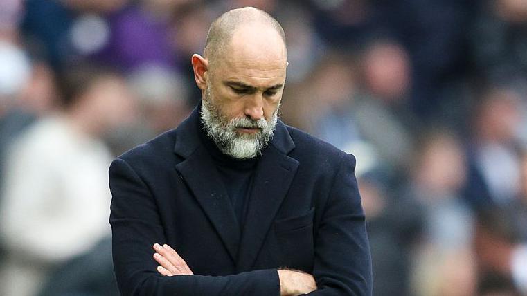 Spurs interim manager Igor Tudor looks downcast during the home defeat by Nottingham Forest in the Premier League.